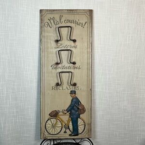 Vintage Style Wall Decor French Country Mail Organizer with Bicycle Design